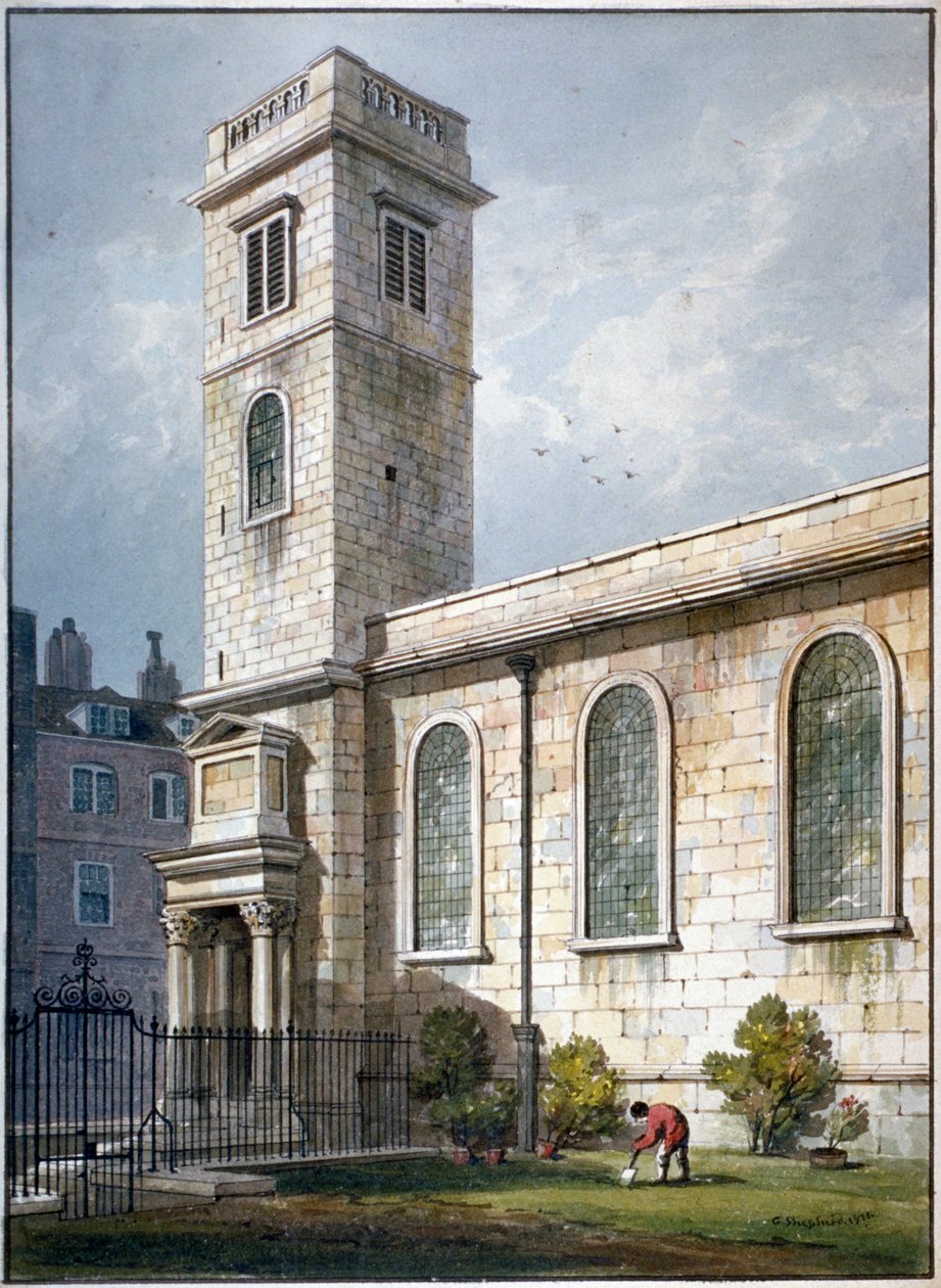 Église All Hallows, Lombard Street, Londres, 1811 - George Shepherd