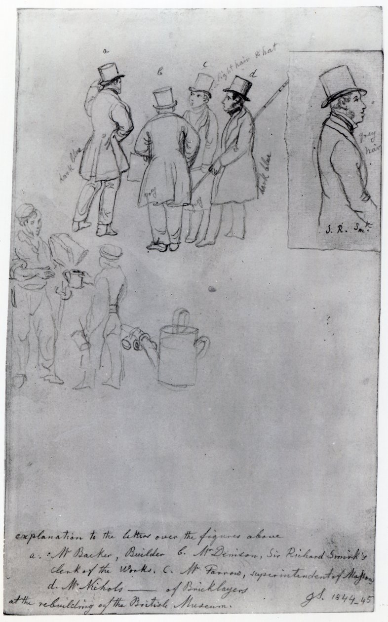 Constructeurs et géomètres à la reconstruction du British Museum, 1844 - George Snr Scharf