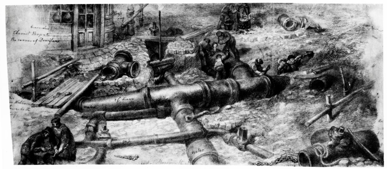 Construction des égouts communs à Holborn, 1845 - George Snr Scharf