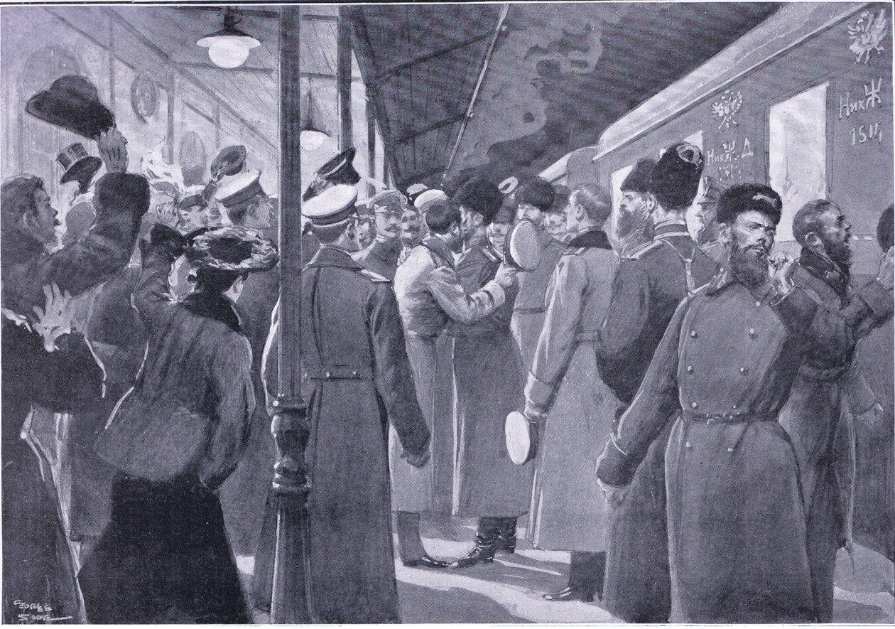 Le tsar faisant ses adieux aux officiers de la Garde impériale, illustration de l