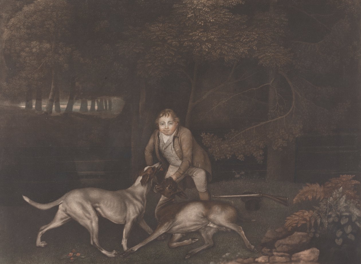 [Freeman, Gardien du Comte de Clarendon, avec un chien et une biche blessée] : réédité après la mort de Stubbs sous le titre : Mort de la biche - George Stubbs