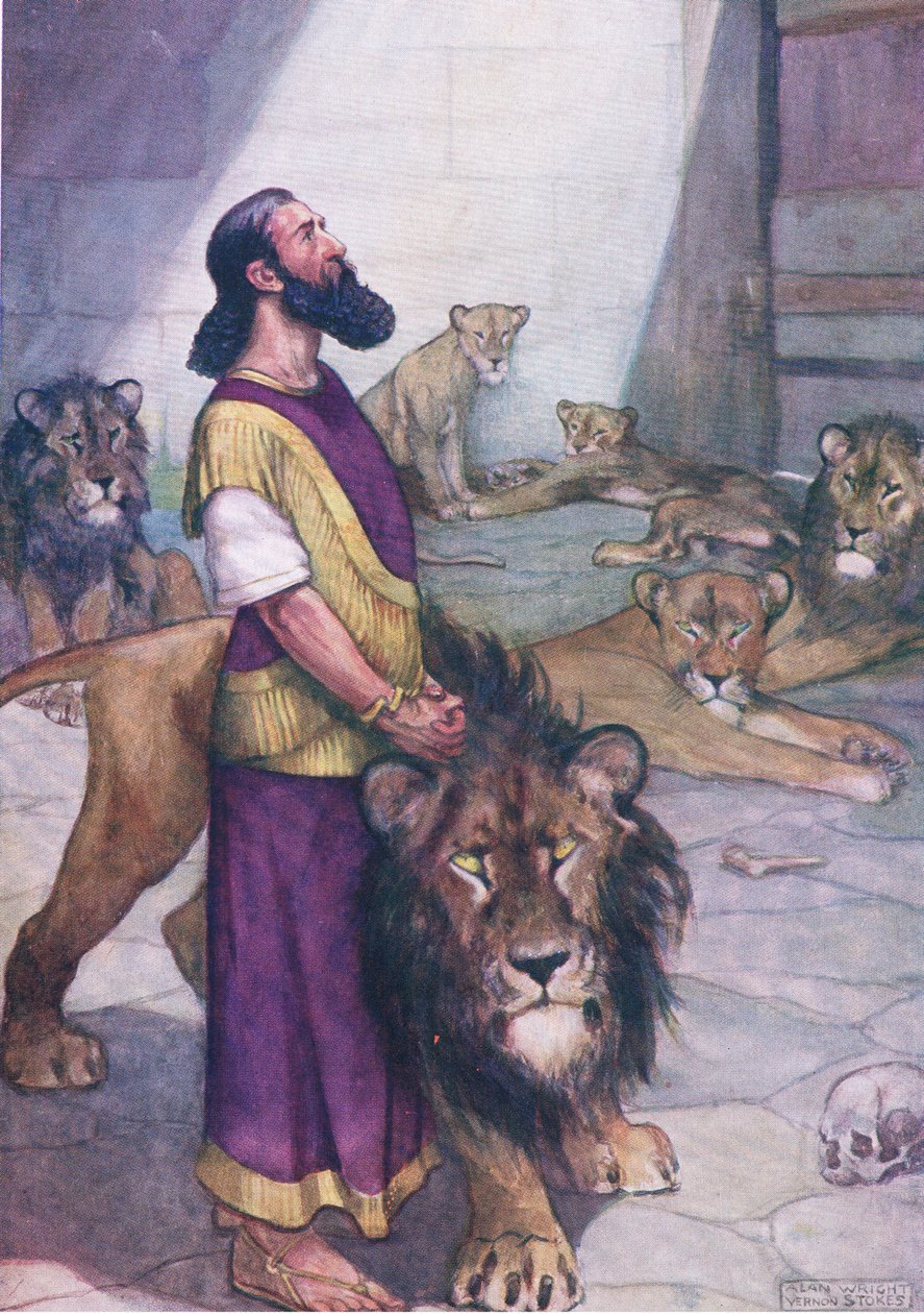 Daniel dans la fosse aux lions, extrait du livre d