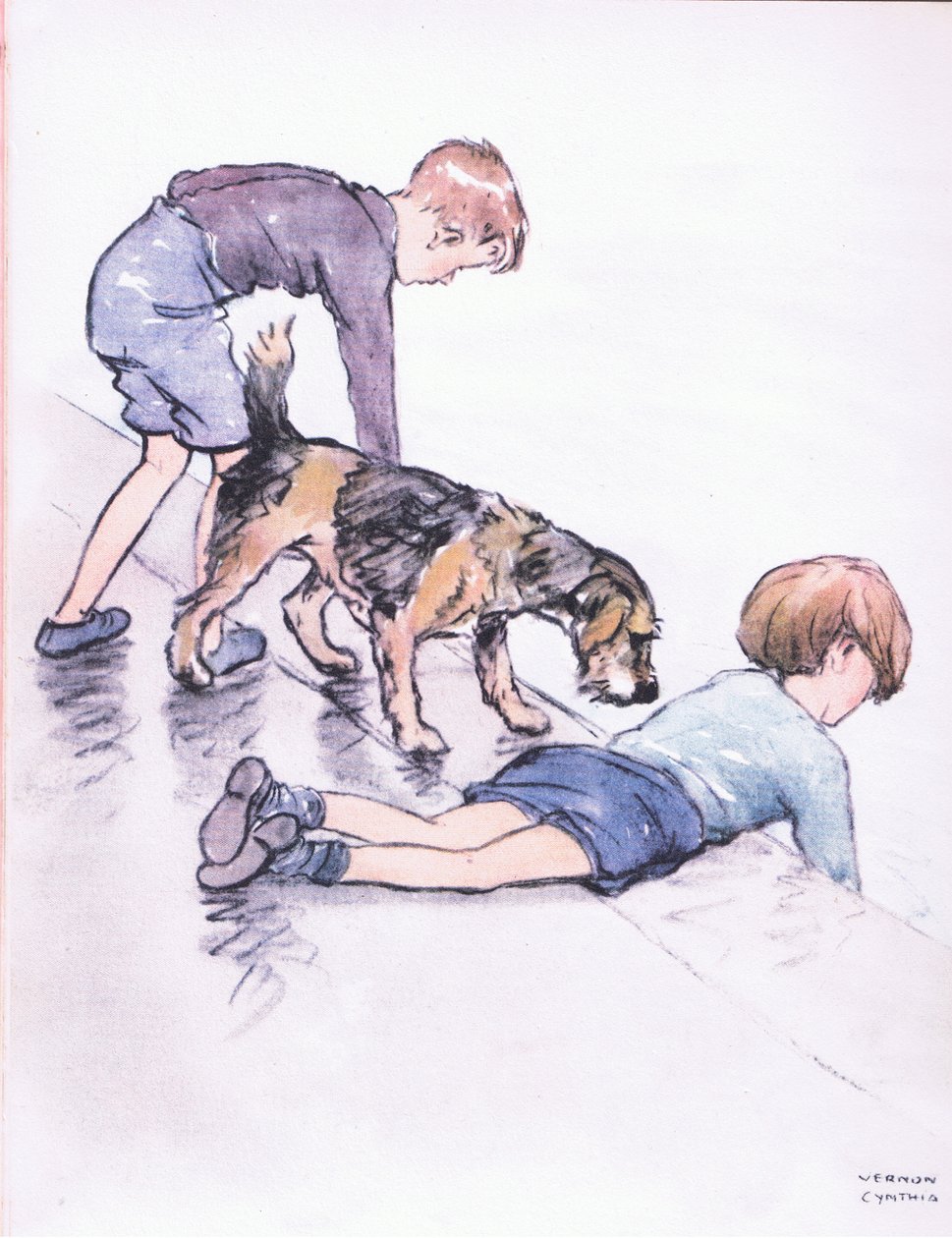 Pêche, depuis le quai, tiré de Mudlarks publié par Collins - George Vernon Stokes