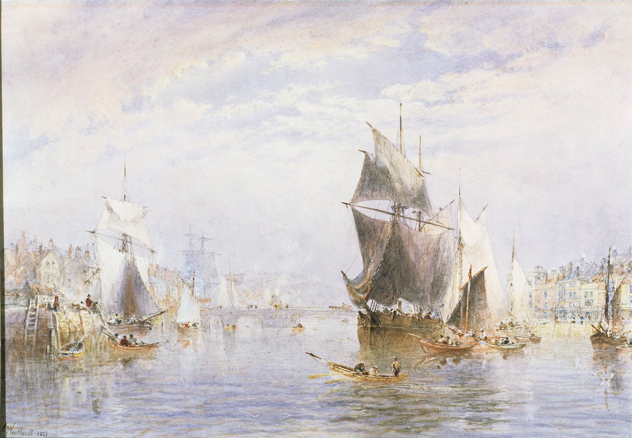 Petite embarcation sur la rivière à Whitby près du pont de Whitby, 1877 - George Weatherill