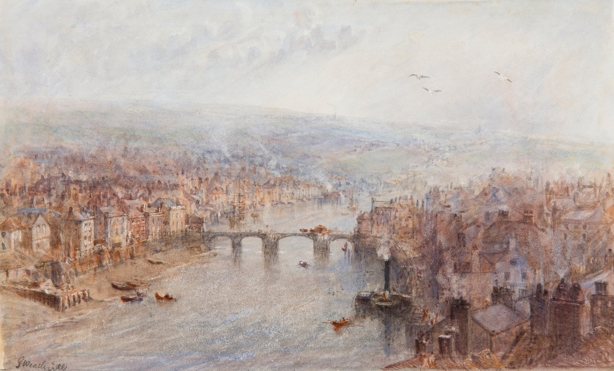 Whitby et la rivière Esk, par un jour gris - George Weatherill