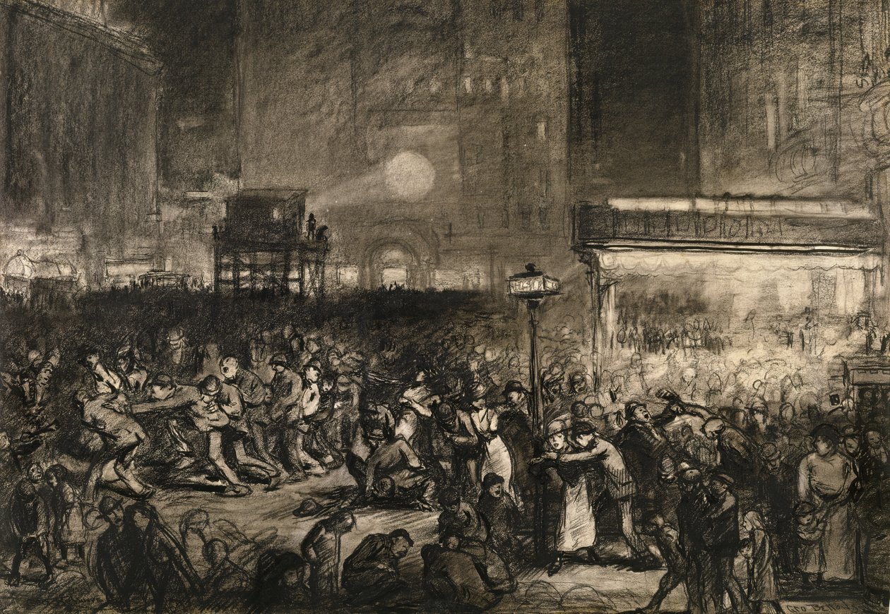 Nuit électorale à Times Square, 1906 - George Wesley Bellows