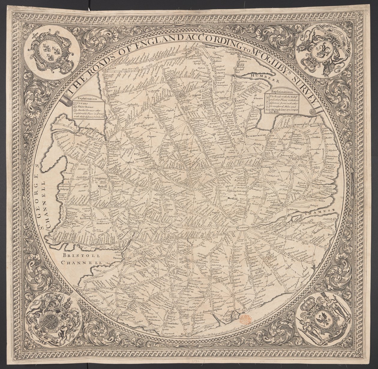 Carte des routes postales dans les environs de Londres - George Willdey