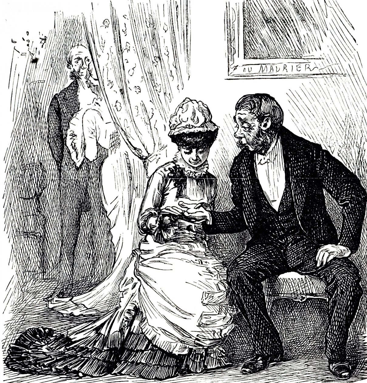 Une caricature commentant la popularité de la chiromancie parmi les riches. Illustré par George du Maurier (1834-1896) un caricaturiste et auteur franco-britannique - George du Maurier