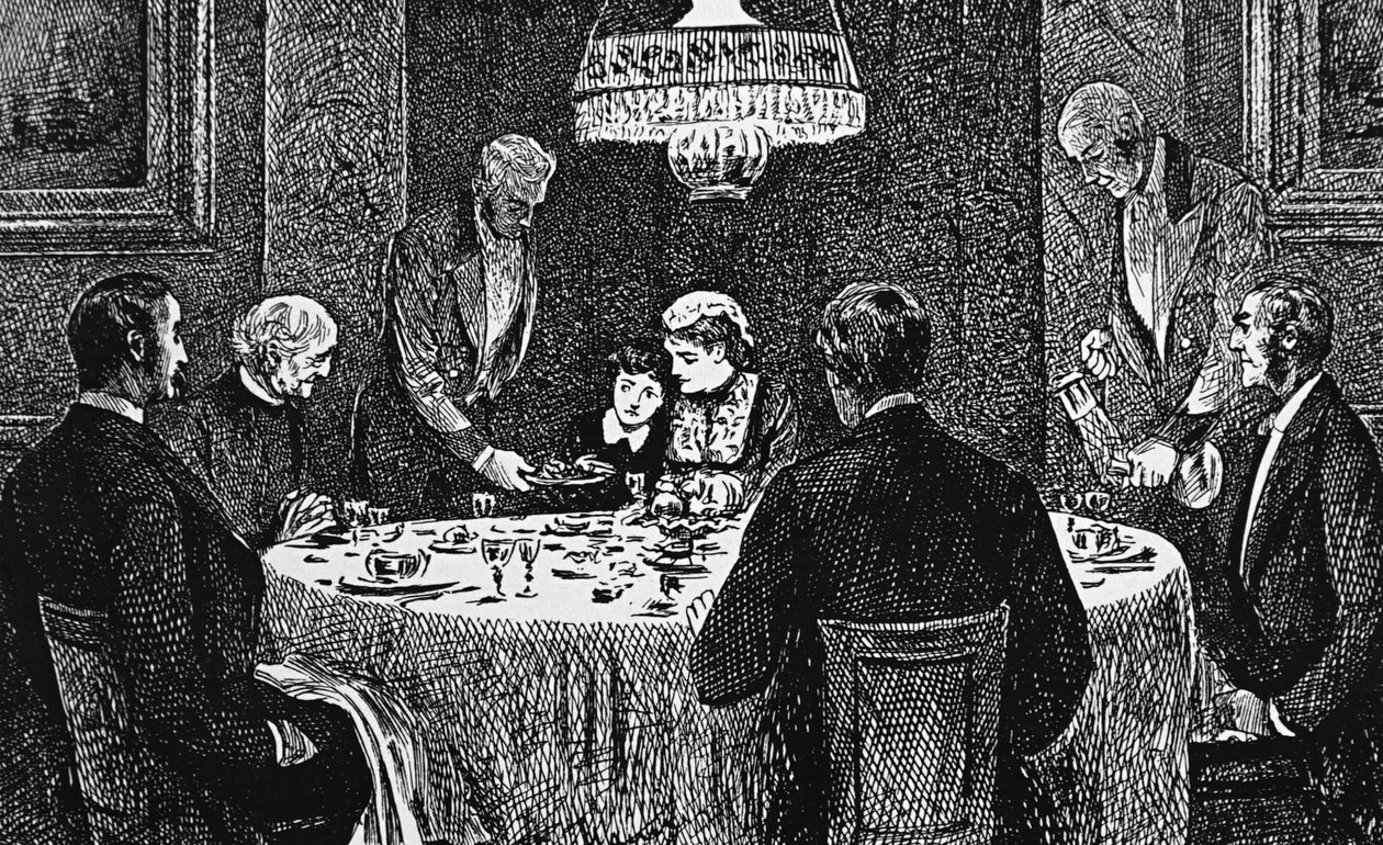 Une famille de la haute société à table - George du Maurier