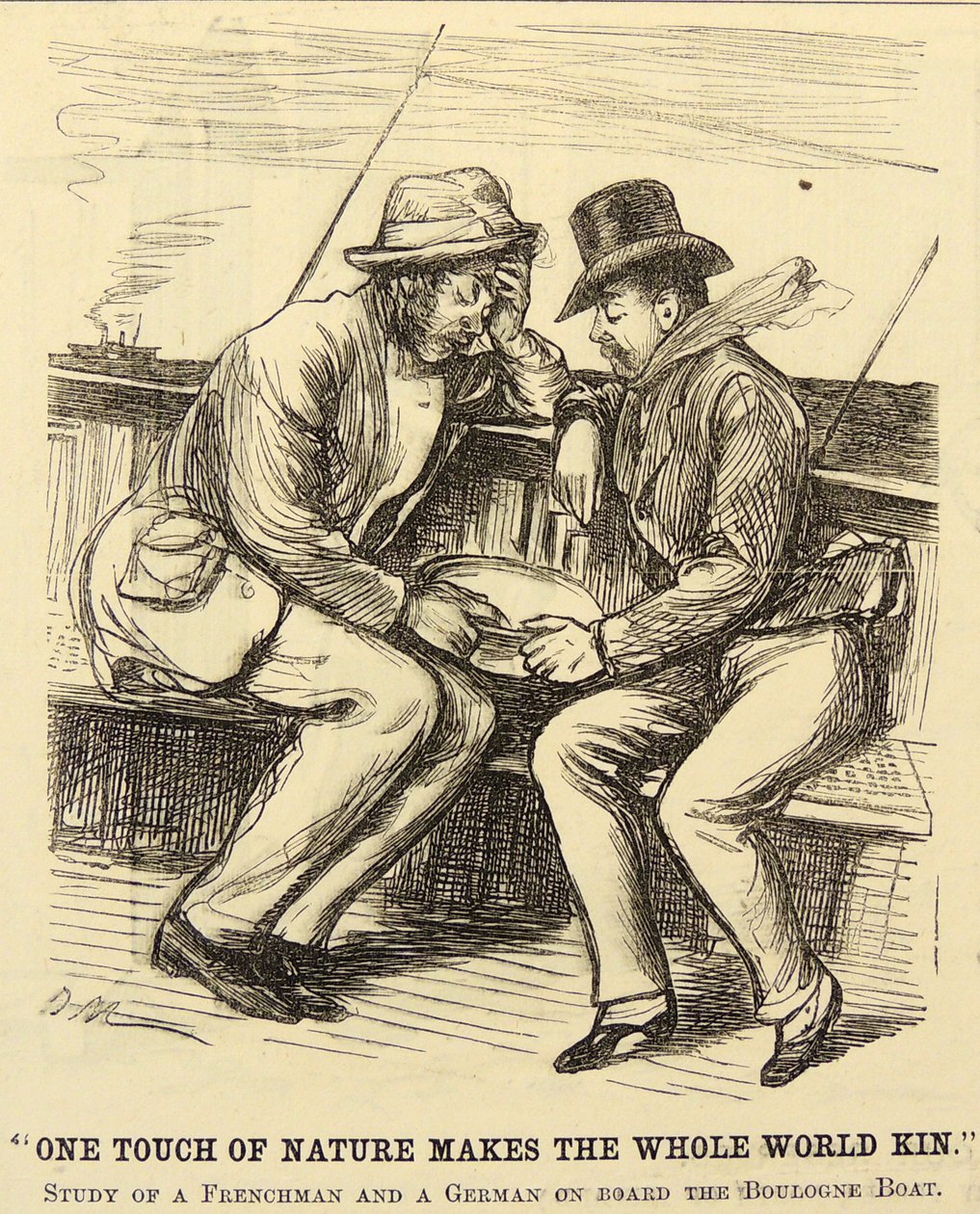 Passagers de bateau souffrant du mal de mer, caricature de George du Maurier dans 