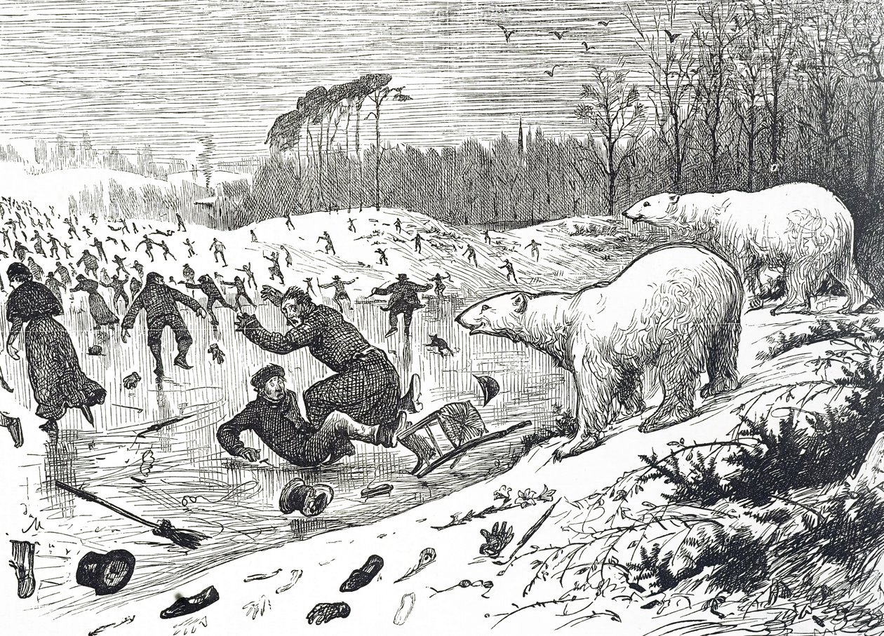 Caricature représentant des Londoniens convaincus que la nouvelle ère glaciaire avait commencé - George du Maurier