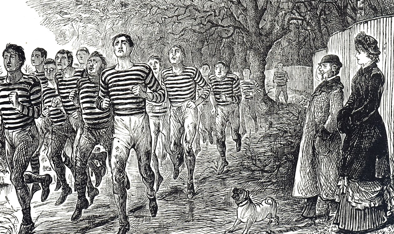 Caricature représentant une séance de santé et de fitness - George du Maurier