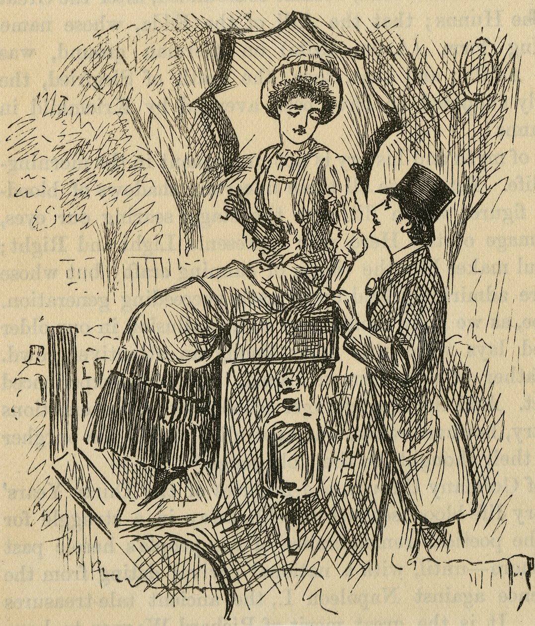 Flirt. Illustration de George du Maurier (1834-1896) publiée en 1882. - George du Maurier