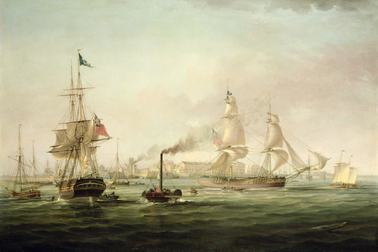 Vue du port de Hull avec le Spartan - George the Elder Chambers