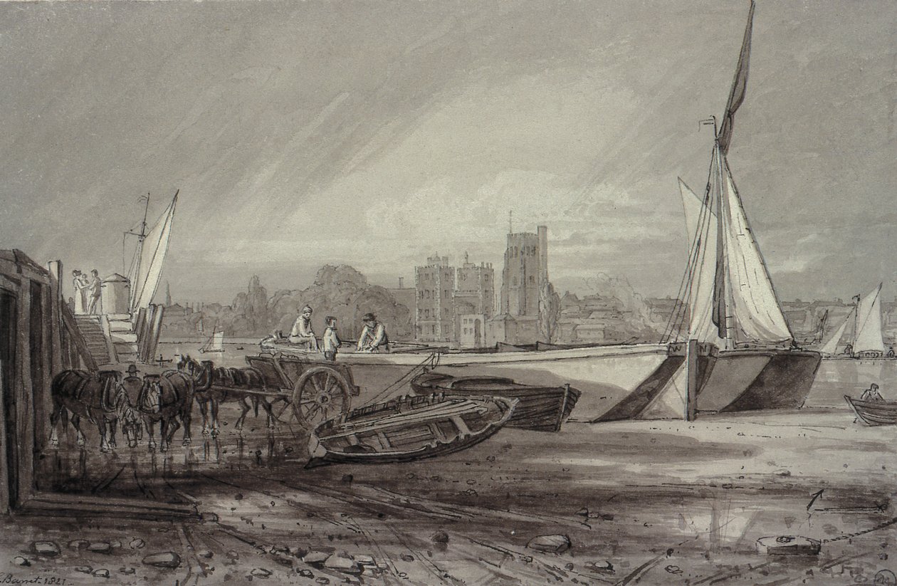 Palais de Lambeth et église depuis Millbank - George the Younger Barret