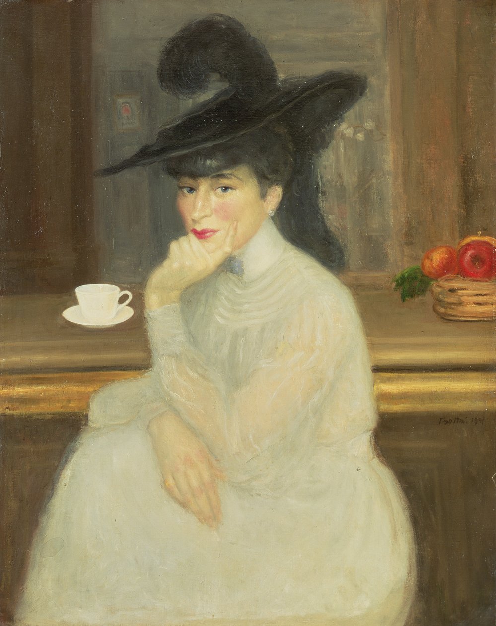 En attendant au Bar: Portrait de Sarah Bernhardt, 1907 - Georges Bottini