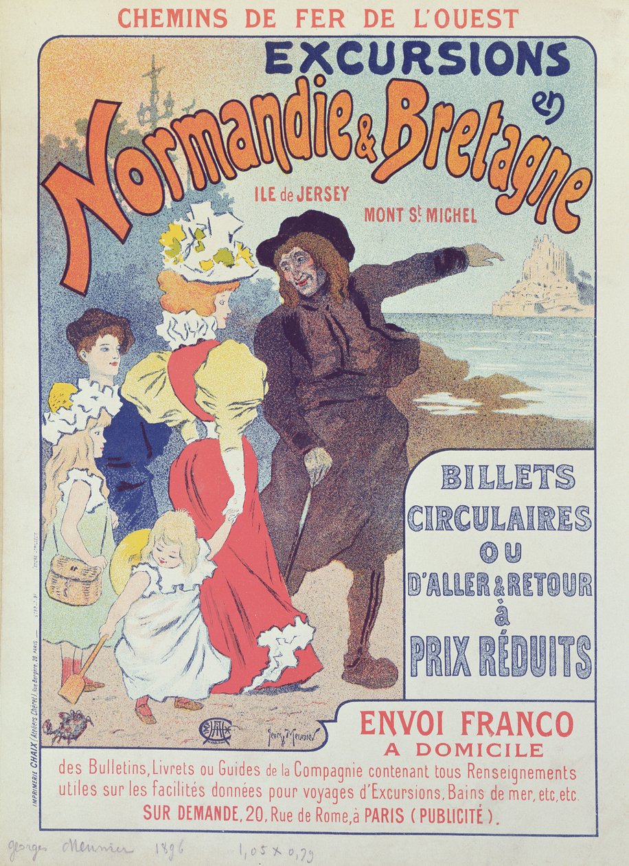 Affiche publicitaire pour les excursions du Chemin de Fer de l