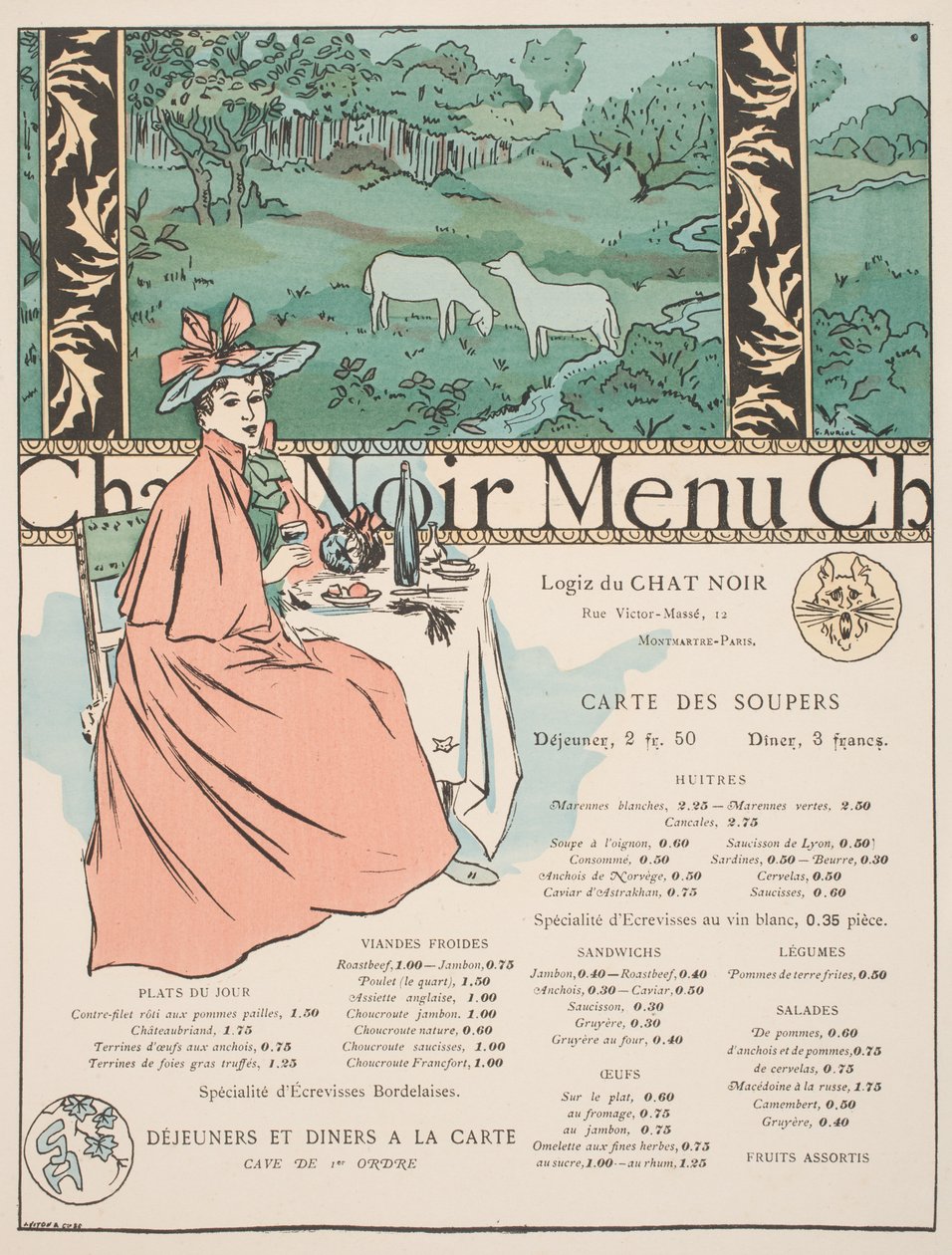 Menu du Chat Noir - Georges Auriol