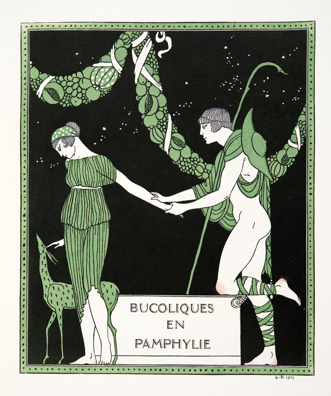 Bucoliques en Pamphylie, illustration des Chansons de Bilitis, par Pierre Louÿs, pub. 1922 - Georges Barbier