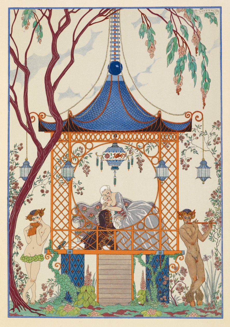Cythère. Un homme et une femme dans un pavillon, s