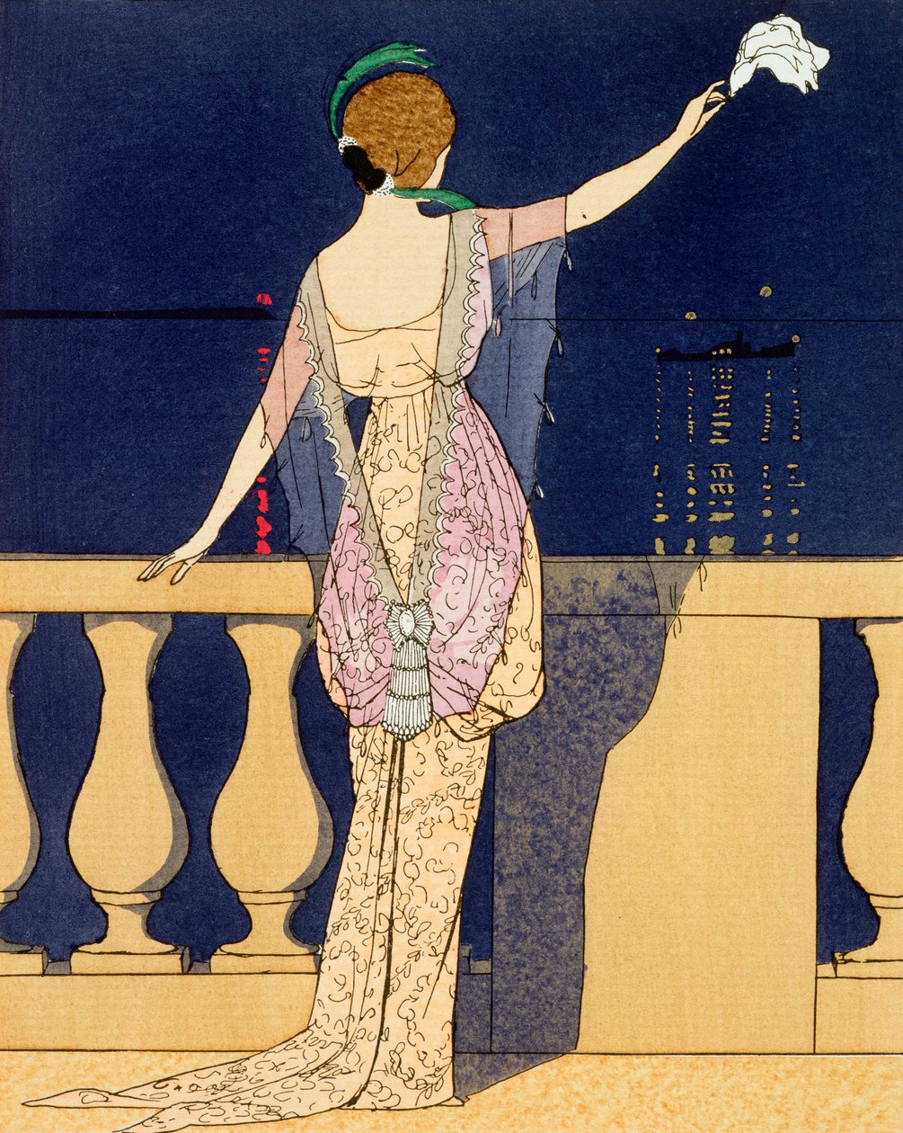 Adieu de nuit, design pour une robe de soirée par Jeanne Paquin, début du 20e siècle - Georges Barbier