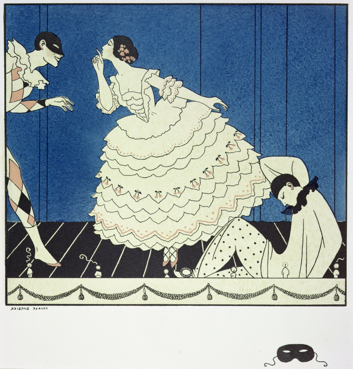 Tamara Karsavina (1885-1978) en Colombine, Vaslav Nijinsky (1890-1950) en Arlequin et Adolph Bolm (1884-1951) en Pierrot dans 