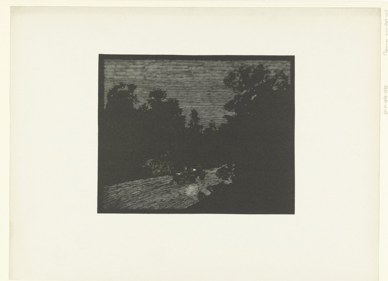 Paysage avec voiture tirée par un cheval la nuit - Georges Charles Victor Léopold Hugo