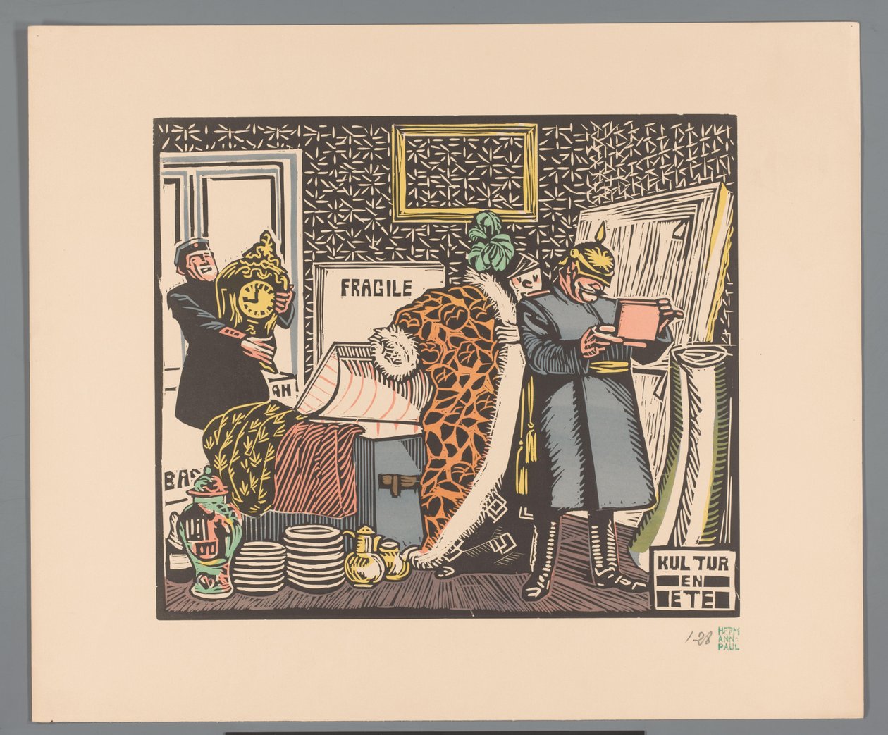 Soldats pillant une maison (Kultur en ete) - Georges Hermann Rene Paul