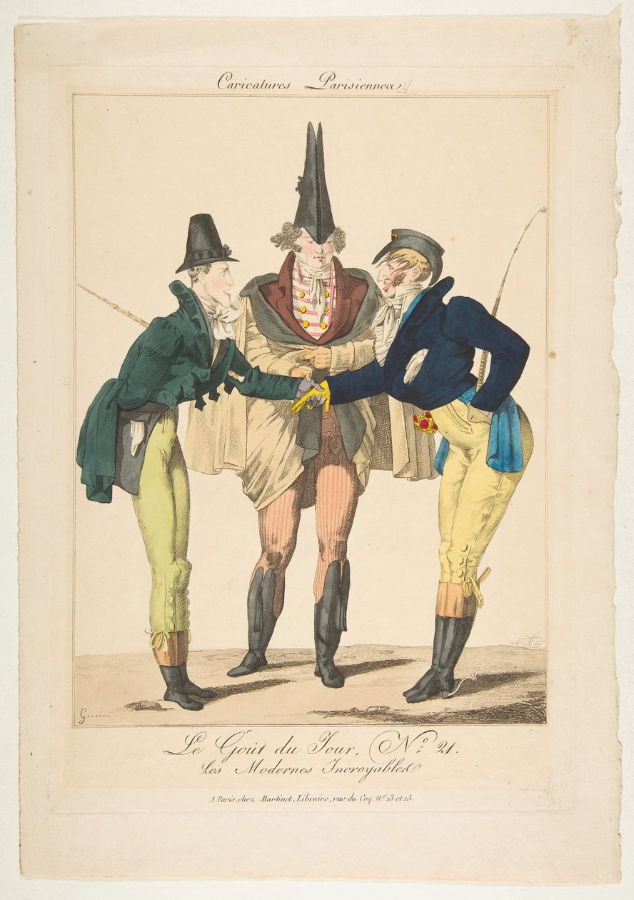 Le Goût du Jour, No. 21 : Les Modernes Incroyables, des Caricatures Parisiennes, ca. 1815 - Georges Jacques Gatine
