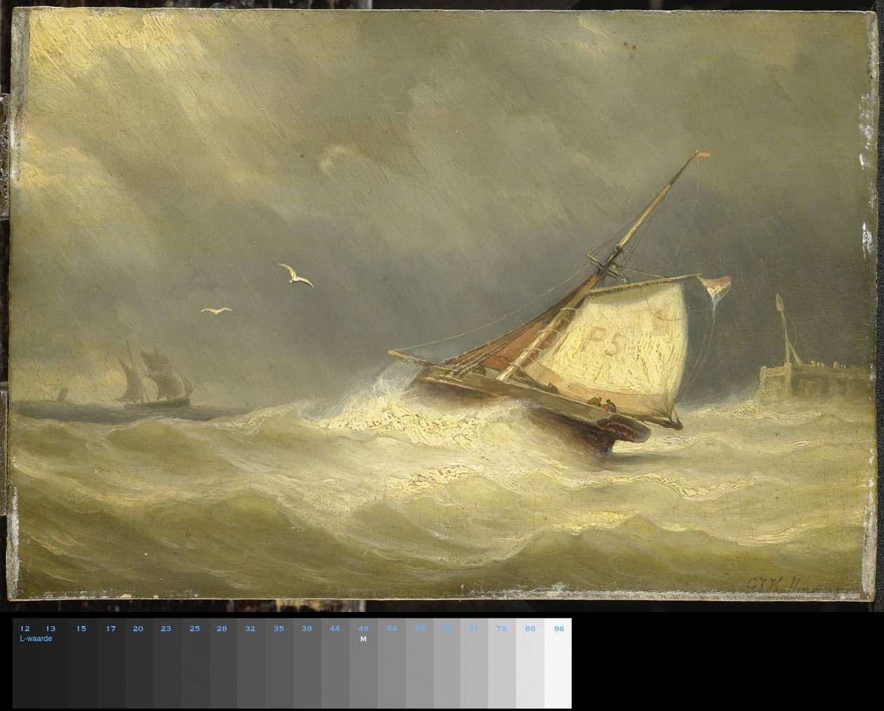 Mer agitée avec des navires à voile - Georges Johannes Hoffmann