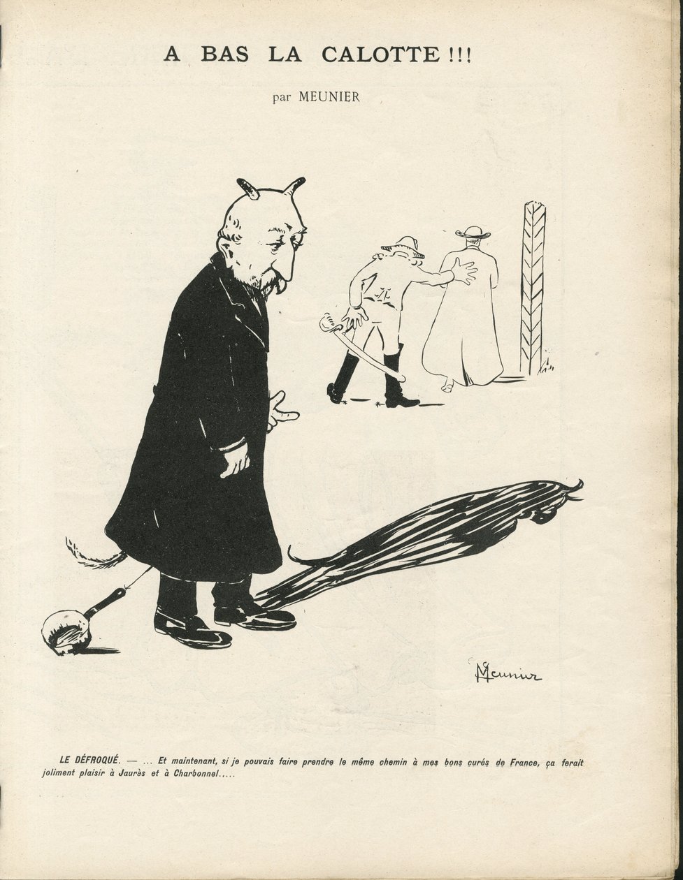 Illustration de Georges Meunier (1869-1934) dans Le Panache, magazine royaliste illustré, 20/01/04 - Royalisme, Religion Foi - Combes Emile, Diable - Animalisation - Georges Meunier