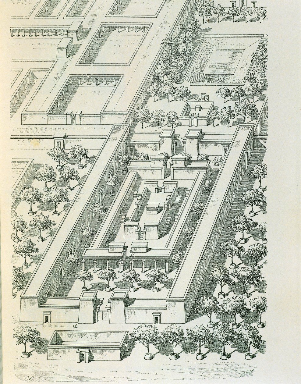 Gravure représentant une vue en perspective d