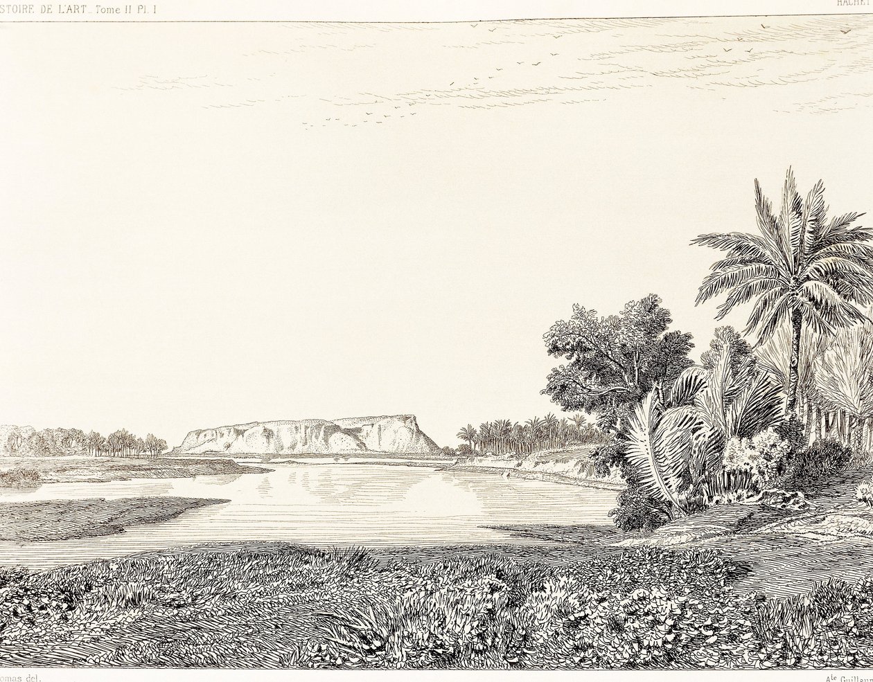 Irak, vue de Babylone, dessin de F. Thomas d
