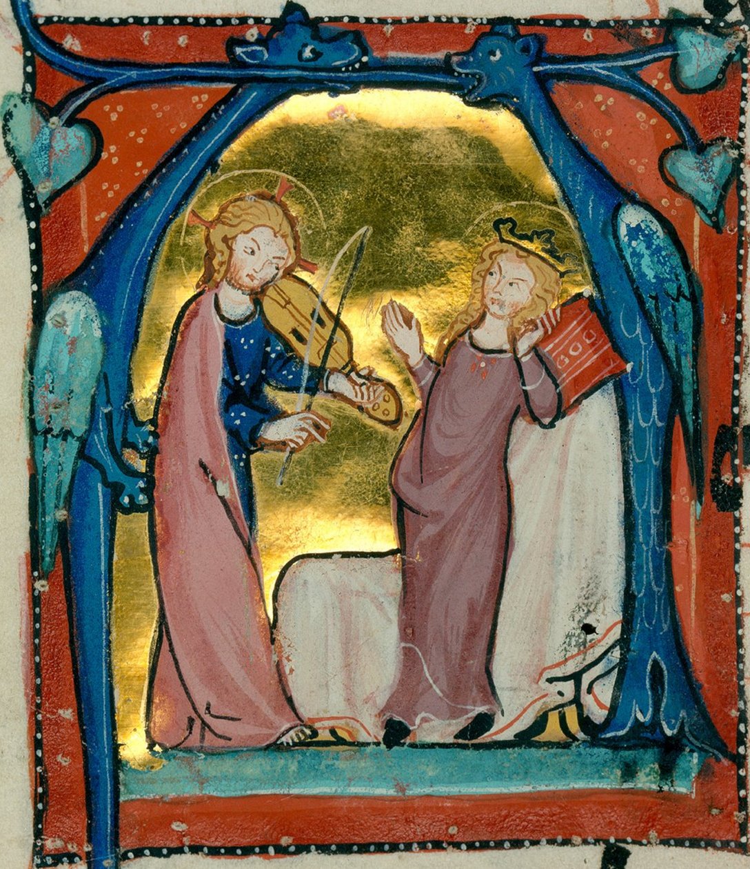 Jésus jouant de la musique - Antiphonaire cistercien (Delights Antiphonar), breisgau vers 1300 (Karlsruhe, Baden State Library, COD. St. Georgen 5, fol. 16 v) (46824974821) - Georgia Levan Ramishvili from Tbilisi