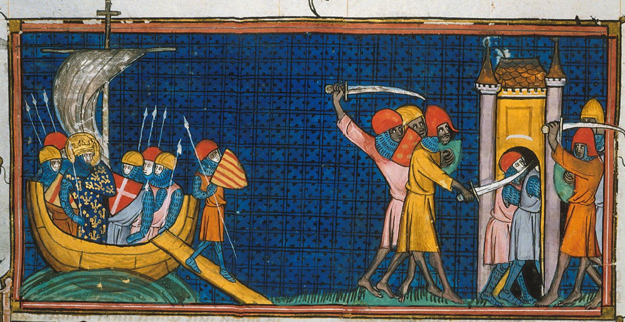 Louis IX débarquant à Tunis, et les Français coupés par les Sarrasins dans la tour, d