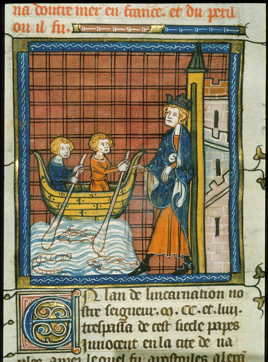 Louis IX naviguant vers la France, extrait de Chroniques de France ou de St Denis, 14e siècle (22093703934) - Georgia Levan Ramishvili from Tbilisi