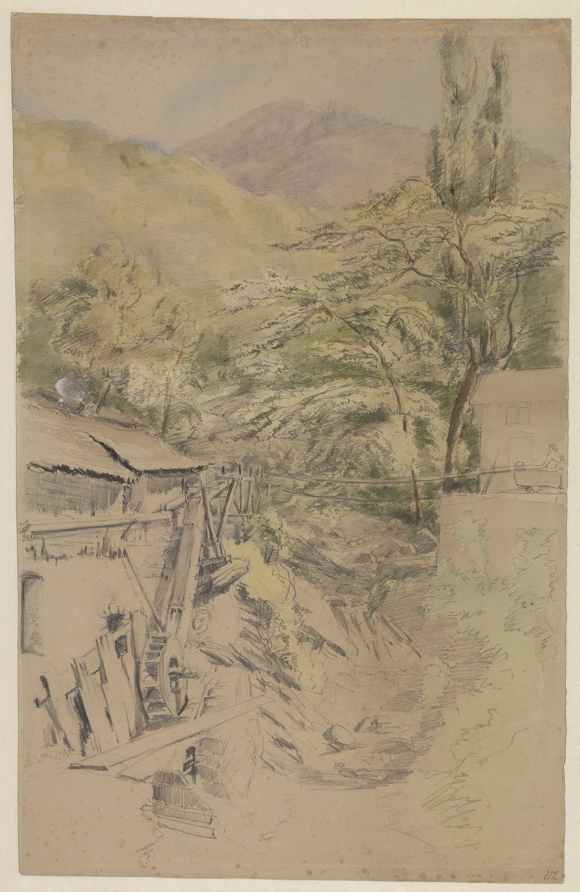 Paysage de montagne avec moulin à eau - Gerard Bilders