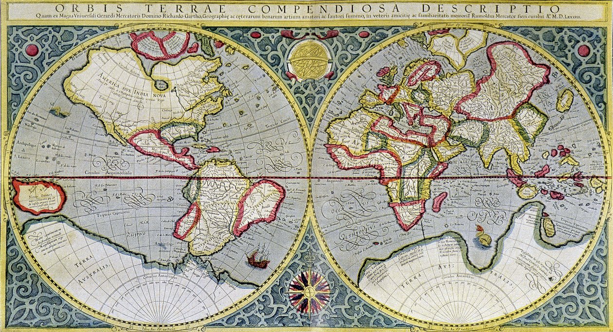 Carte du monde de Mercator (1587) - dans "L