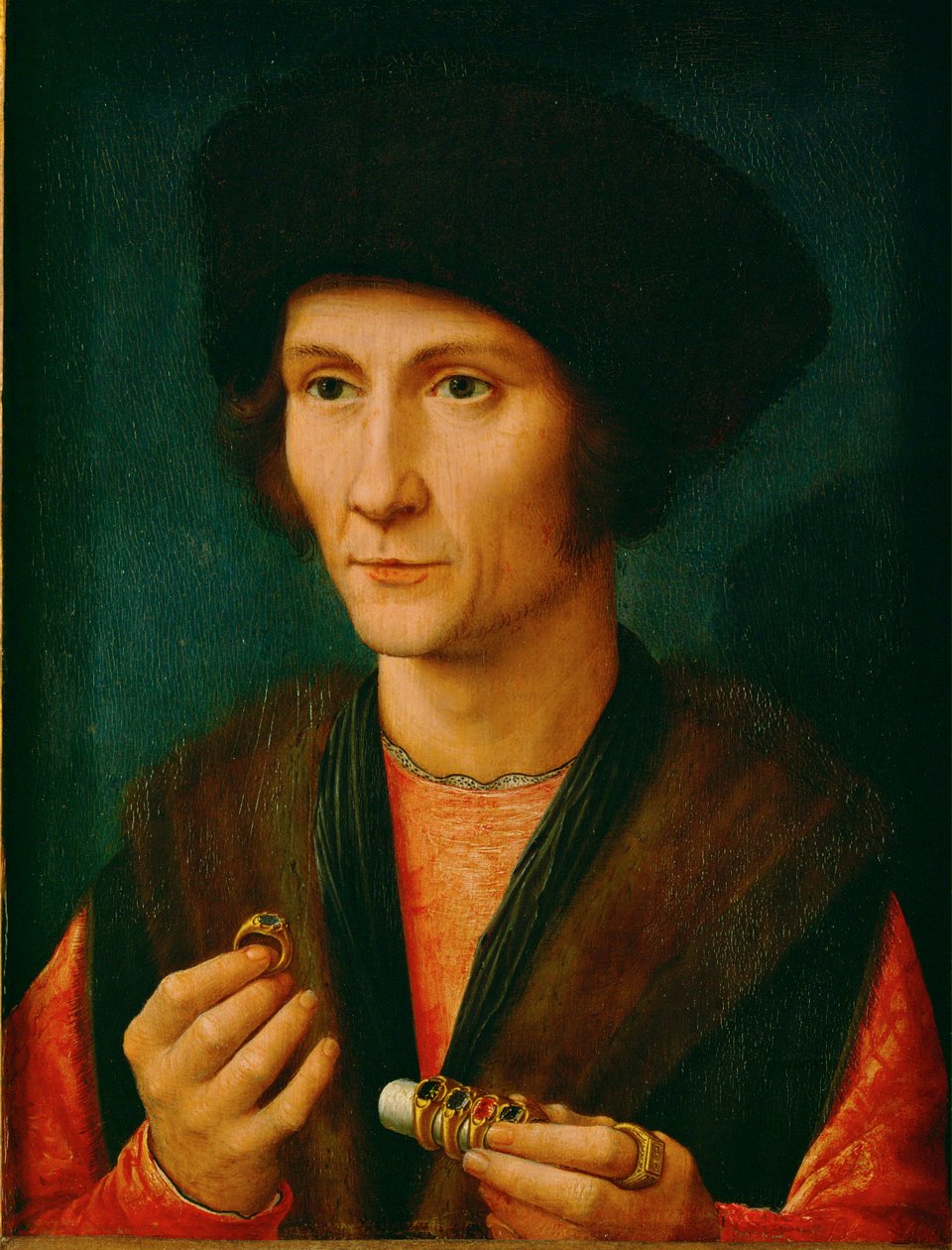 Un orfèvre, peut-être Jacques Cnoop, beau-père de Gérard David ... (huile sur bois de chêne) - Gerard David