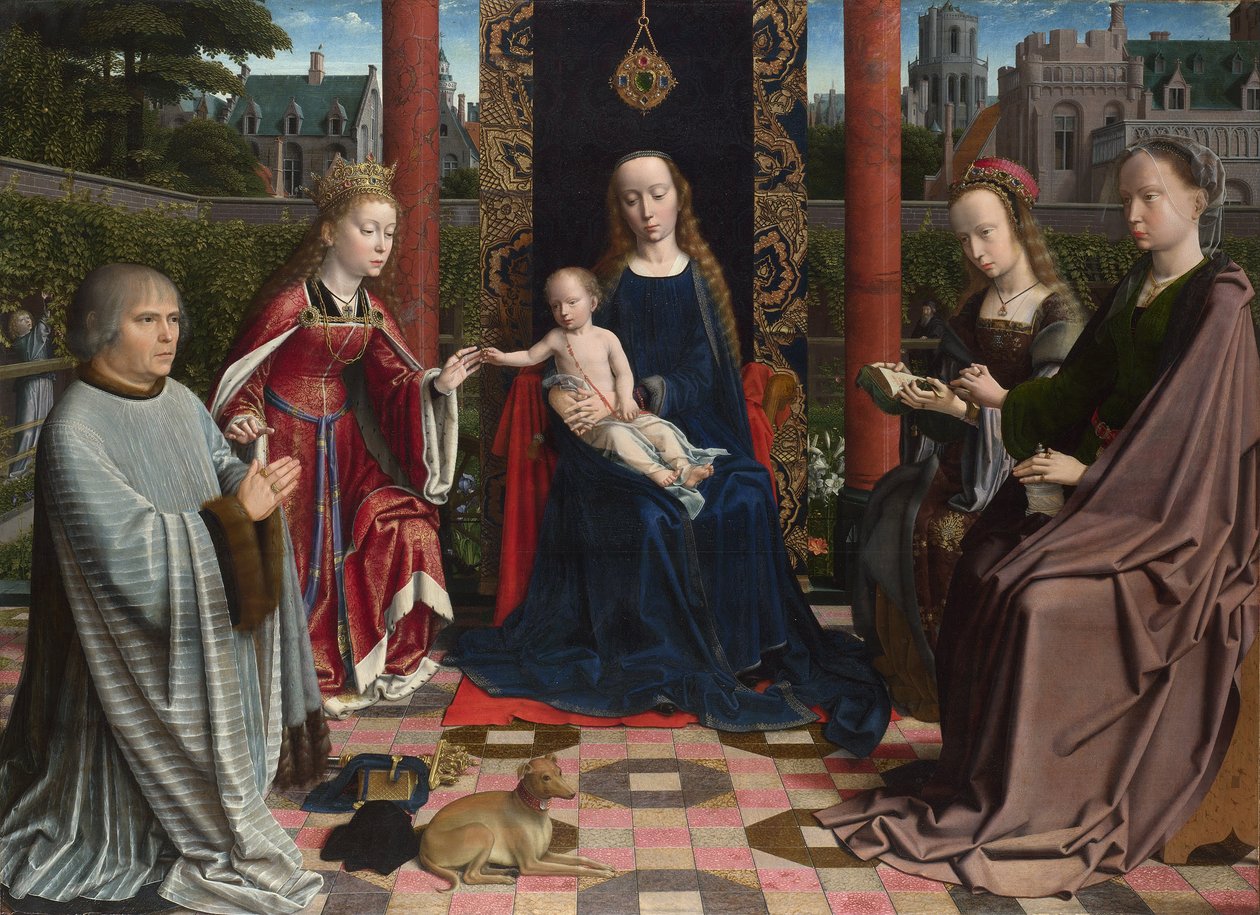 Français :  Le mariage mystique de Sainte Catherine, par Gérard David La Vierge et l