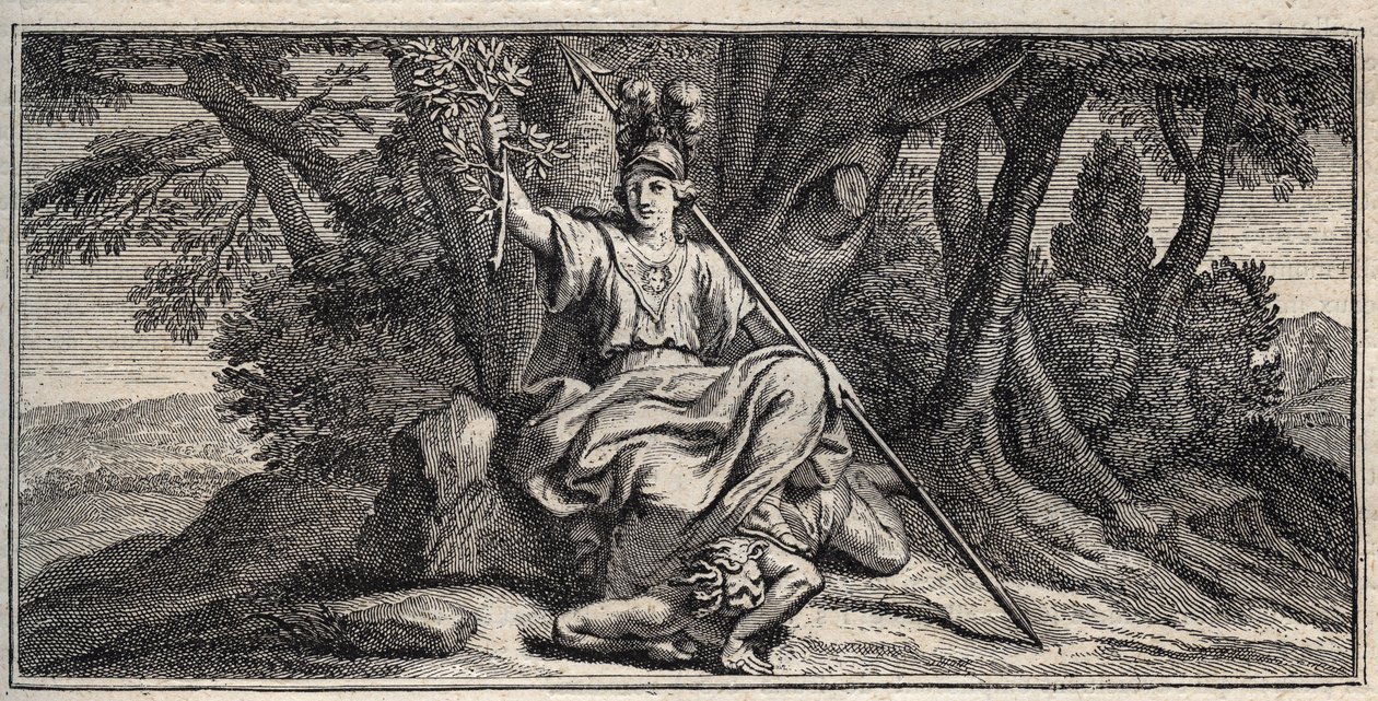 Minerve terrassant la discorde - gravure par Gerard Edelinck d