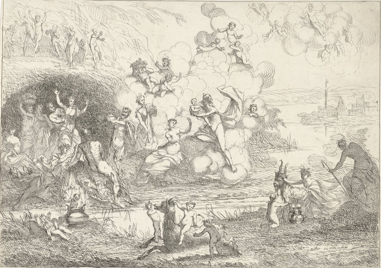 Mercure donne Bacchus aux nymphes (La vie des Bacchantes) - Gerard Melder