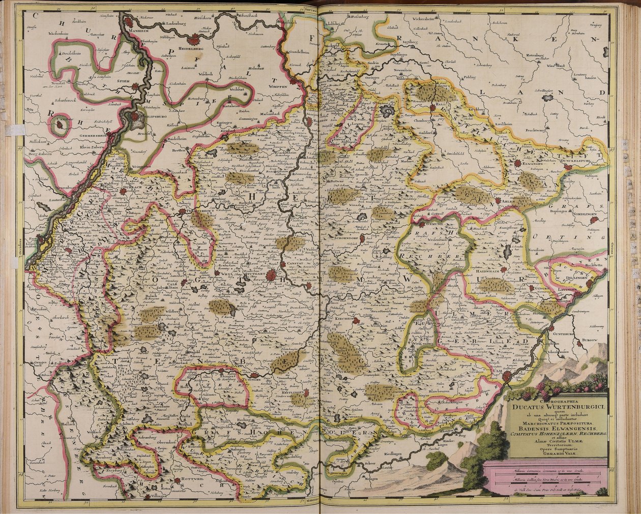 Chorographia ducatus Wurtenburgici quem ab una alteraque parte includunt quique ei includuntur marchionatus praepositura Badensis Elwangensis comitatus Hohenzolern Rechberg et affine almae civitatis Ulmae territorium - Gerard Valck