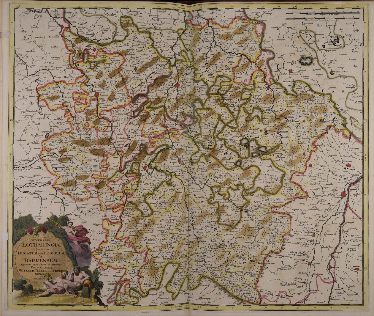 Generalis Lotharingia dispartita in ducatum ejus proprium et Barrensem quorum intra fines continentur episcopatus Metensis, Tullensis, Verdunensis - Gerard Valck
