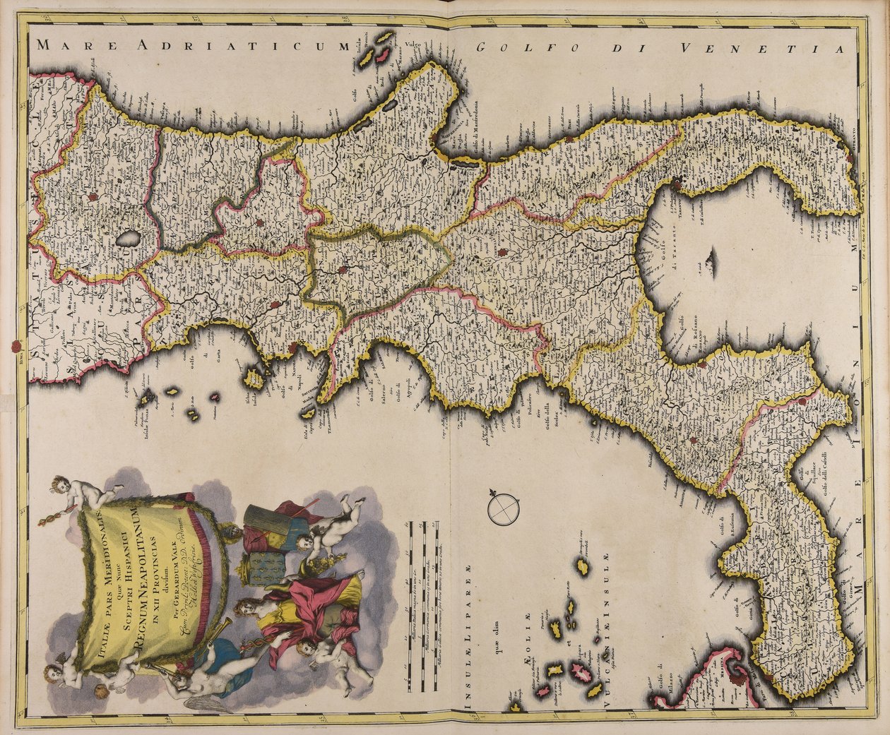 Italiae pars meridionalis quae nunc sceptri Hispanici regnum Neapolitanum in XII provincias divisum - Gerard Valck
