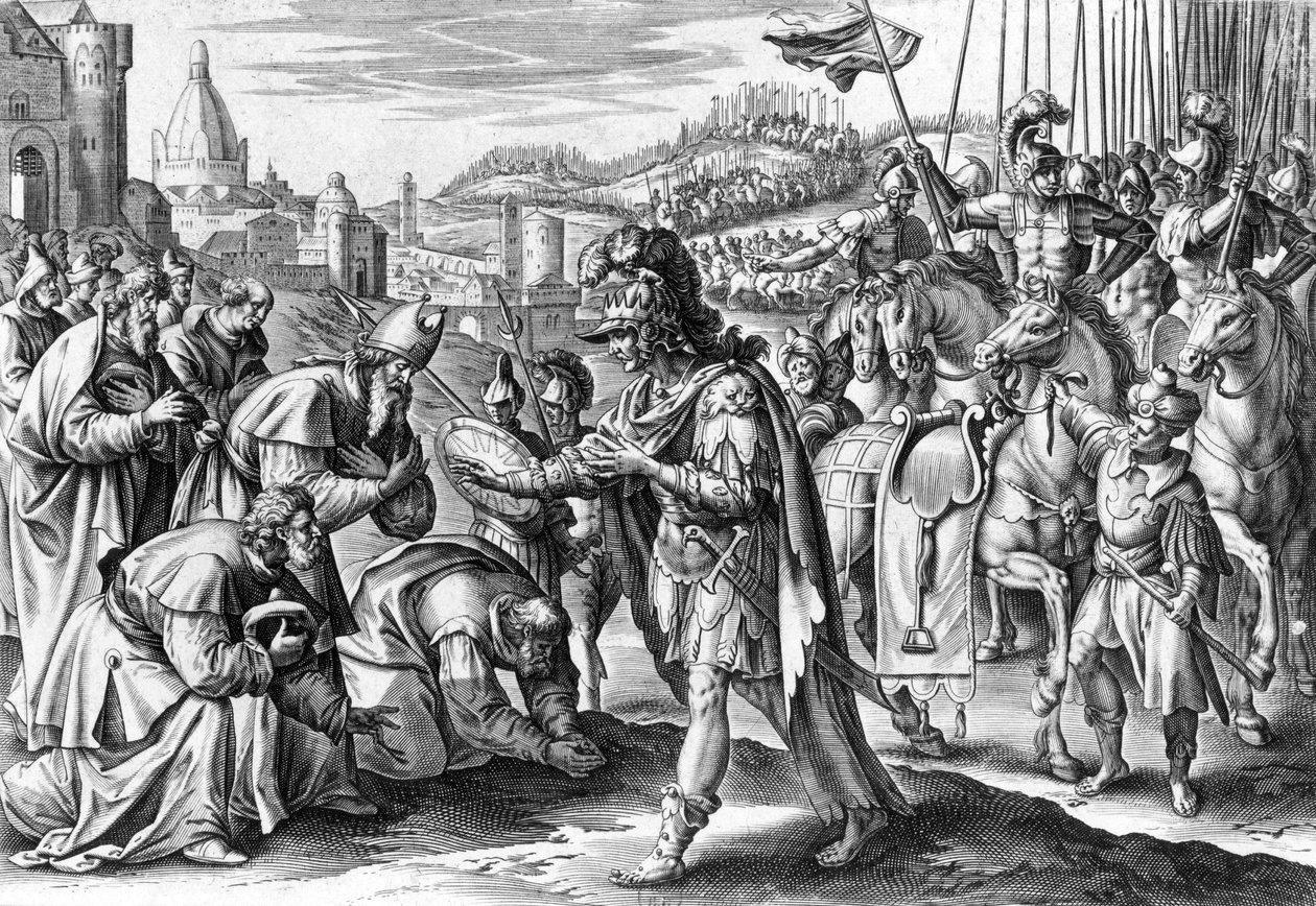 Saint Loup, évêque de Troyes repoussant Attila (gravure) - Gerard de Jode