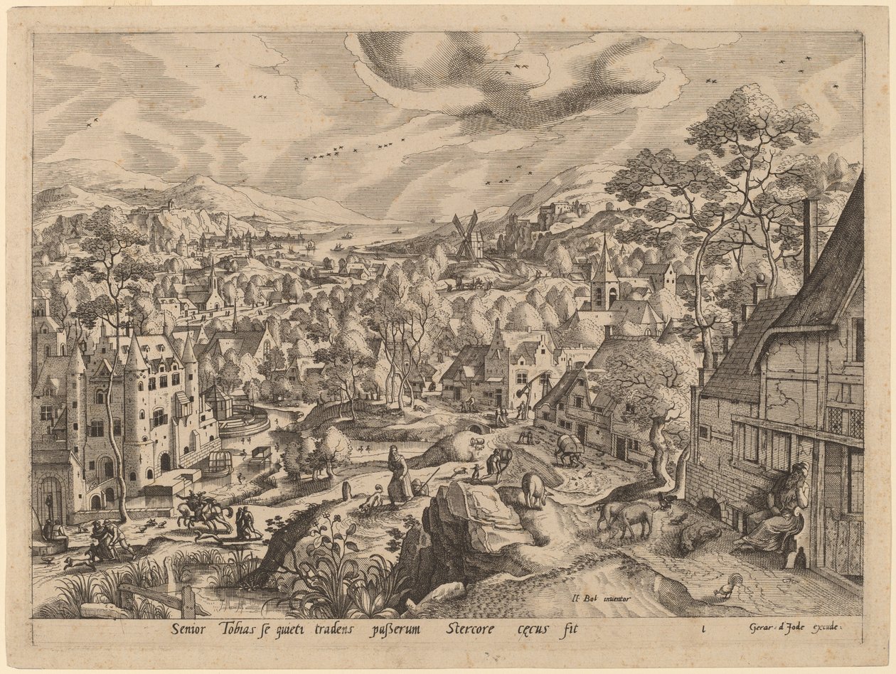 Tobie Aveuglé par le Moineau en Dormant - Gerard de Jode after Hans Bol