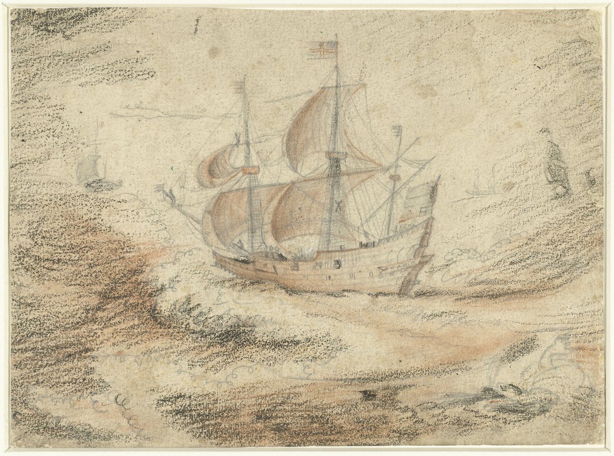 Navire naviguant en mer - Gerard ter Borch (II) (possibly)