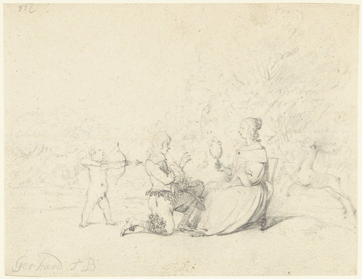 Seigneur agenouillé devant une dame - Gerard ter Borch (II)