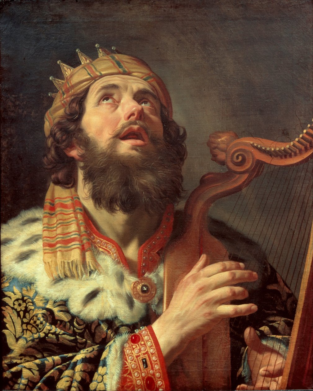 Néerlandais : Harpspelende koning David Le roi David jouant de la harpe - Gerard van Honthorst